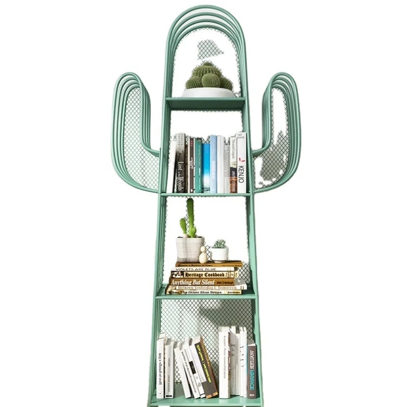 KINNO Nordic Style Creative Iron Art Bookcase Shelf Simple Nordic Children's Picture Floor Bookshelf for Living Home Furniture