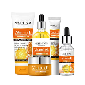 AESTHTANY OEM Private Label Brightening Moisturizing Vitamin C Hyaluronic Acid Skin Care Set Facial CareTreatment Set