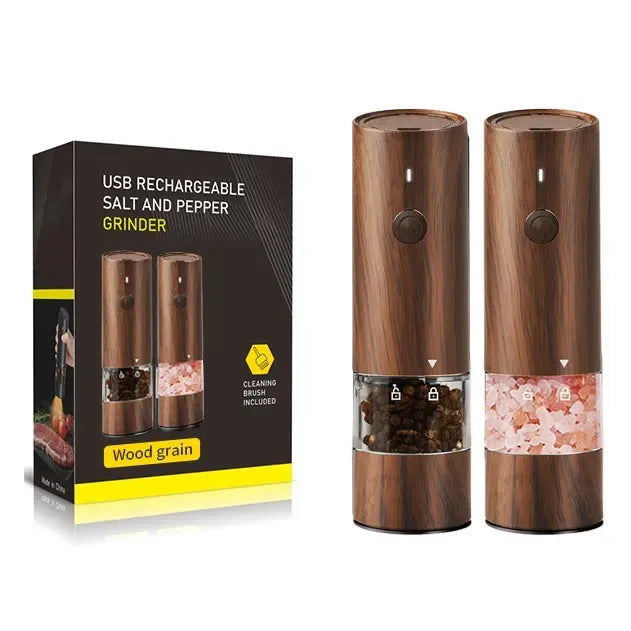 New Plastic Salt & Pepper Grinder Set USB Rechargeable Eco-Friendly Electric Pepper Mill with Light
