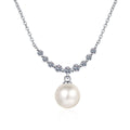 OAHLAN Women's Trendy S925 Sterling Silver Pendant Necklace Fine Jewelry Zircon Freshwater Pearl for Wedding Engagement Gift