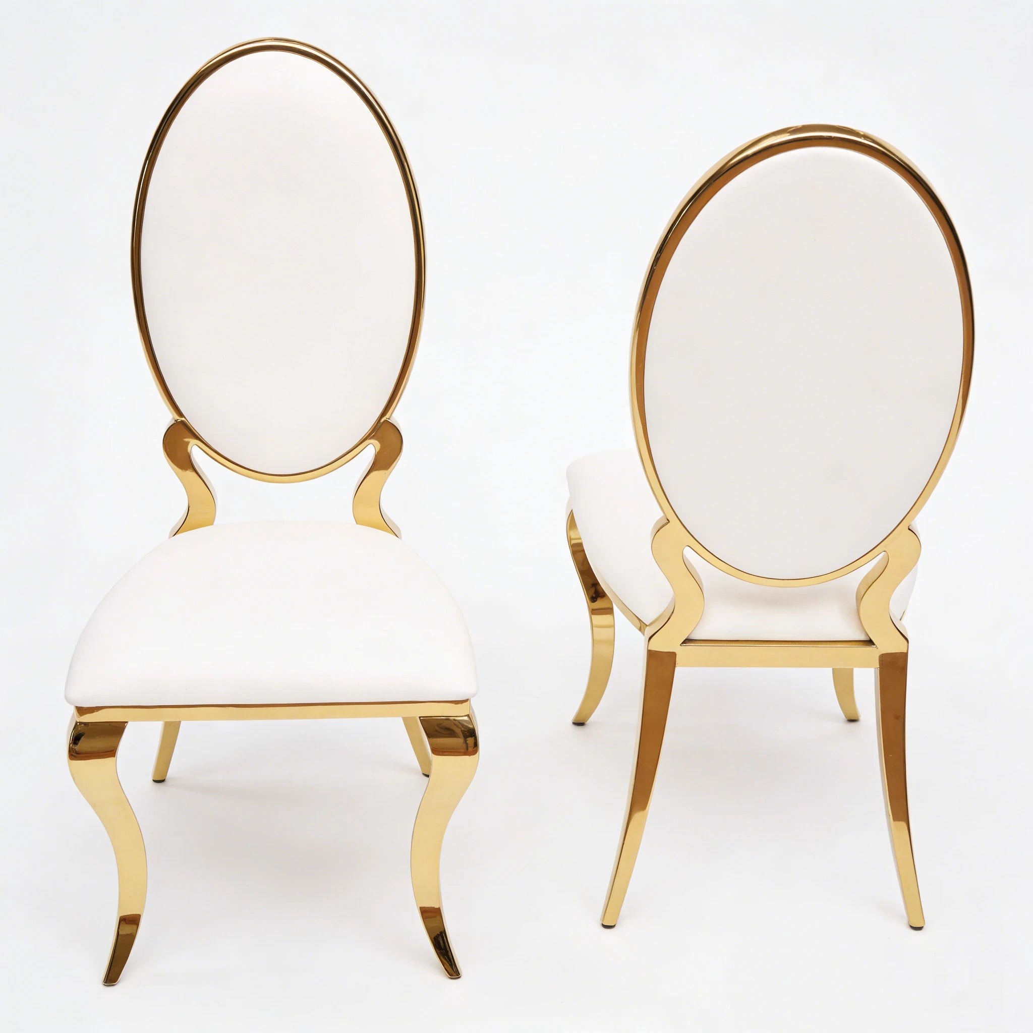 Wholesale Luxury Royal Gold Wedding Interchangeable Cushion High-End Metal Stainless Steel Chair for Dining Events