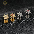 ASTM F136 Titanium Internal Thread Hexagram CZ Cluster Cartilage Earring Mini CZ Labret Tragus Helix Medusa Flat Back Piercing