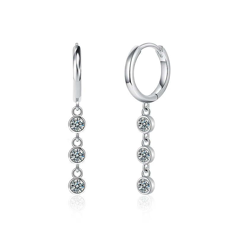 XKZ014 925 Sterling Silver Luxury White Moissanite Earrings Light Luxury Tassel Drop Earrings for Women Fine Wedding Jewelry