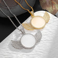 Hip Hop Jewelry Oval Necklace Charming Zircon Angel Wing Sublimation Blank Necklace to My Daughter