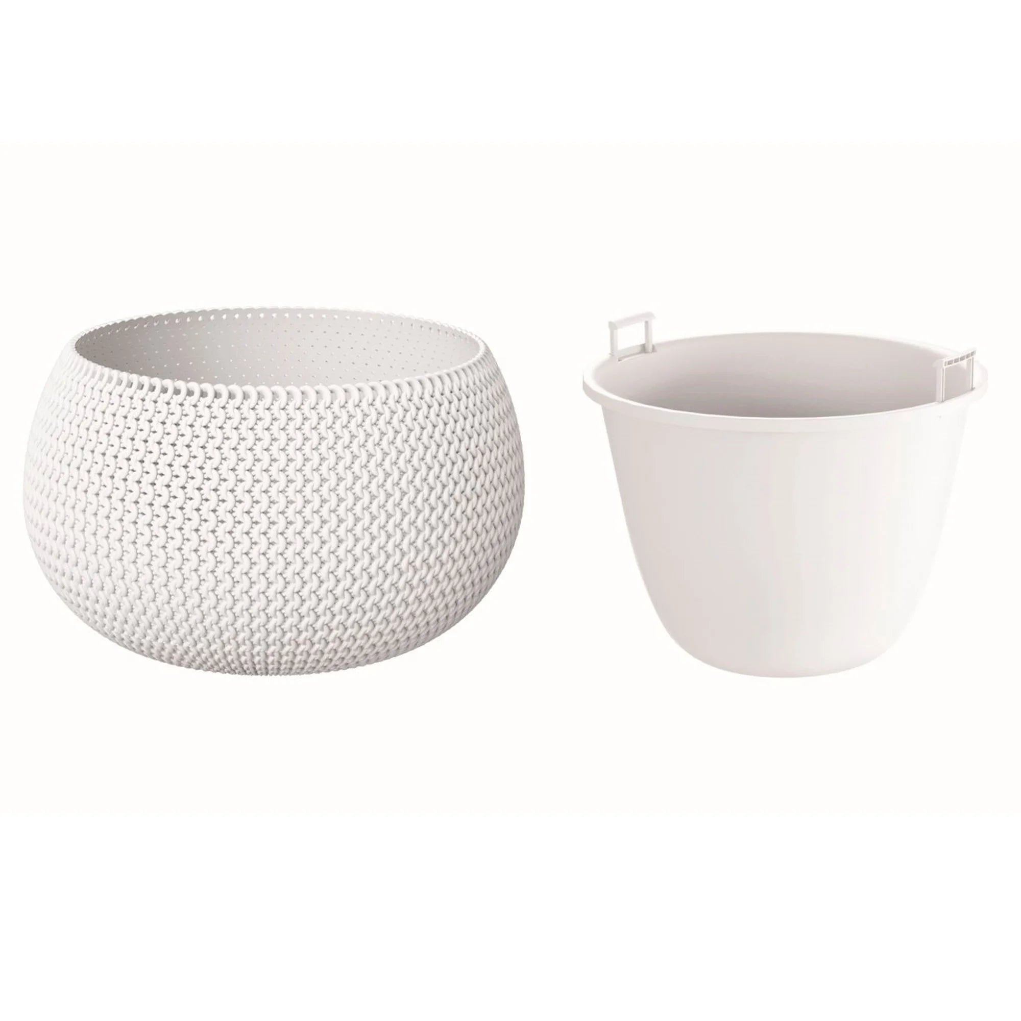 Splofy Bowl round plastic planter with reservoir in white 23.9 (length) x 23.9 (width) x 16.1 (height) cm