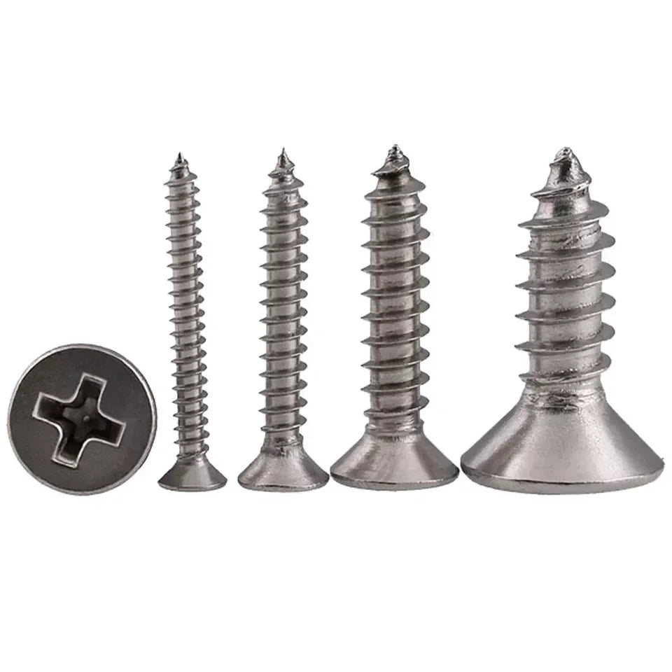 Phillips Flat Head Countersunk Self Tapping Wood Screws SS304 Stainless Steel DIY Grade Customized Finish Metric/Inch OEM/ODM