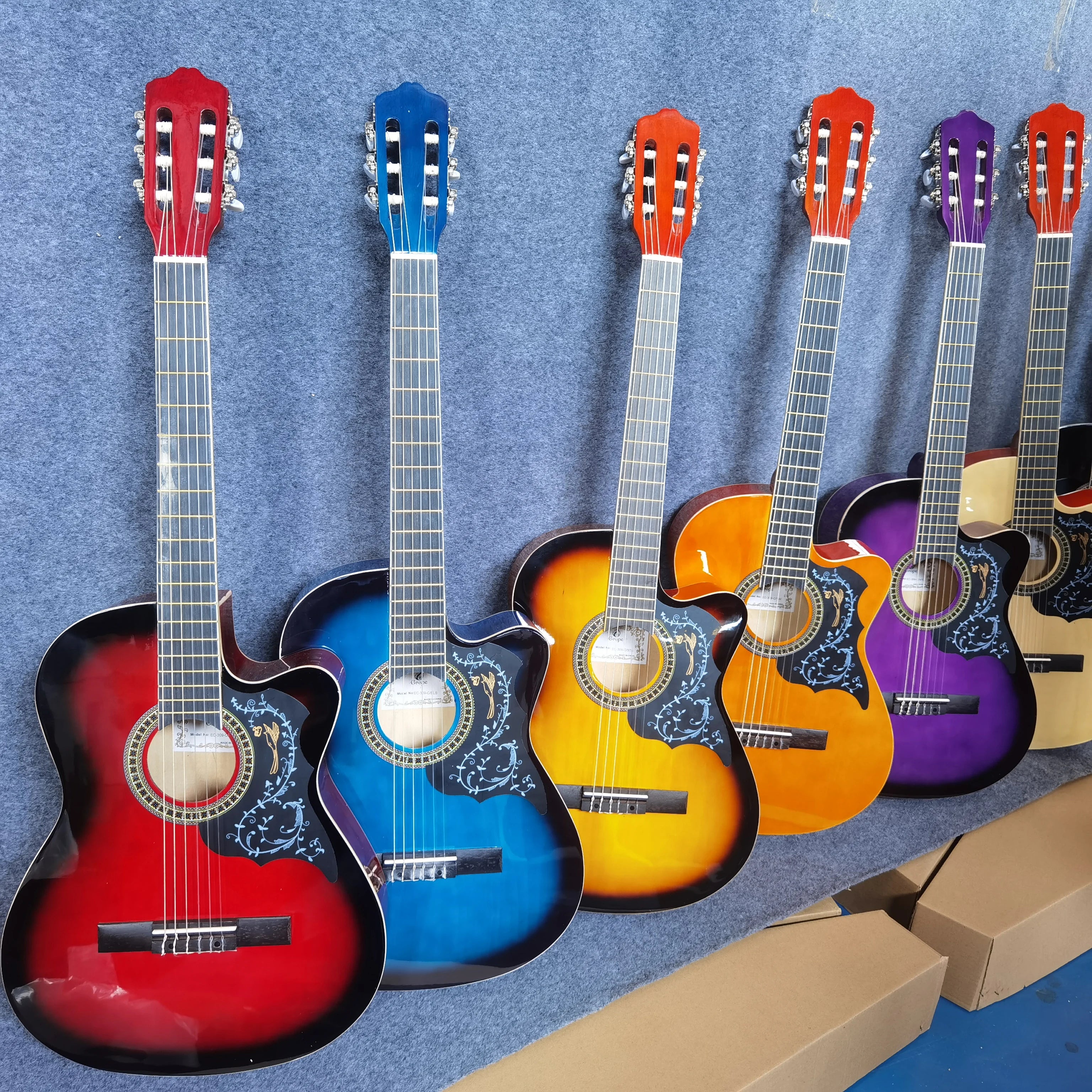 Full Size 39inch China Wholesale Natural Wood Color Classical Guitar Great Wood Practice Nylon Strings Guitar Classic