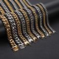 Wholesale Jewelry Men Various Size Stainless Steel Flat Cut Curb Link Cuban Chain Necklace