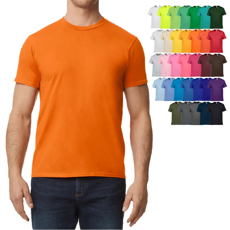 Men's 100% Cotton Knitted Short Sleeve T-Shirt Breathable 180gsm Regular Fit Screen Printed Logo Heat Transfer Blank