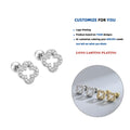 LE135 Vintage 925 Sterling Silver Four Leaf Clover Earrings for Women CZ Zircon Gold Plated Screw Back Fine Anniversary Gift