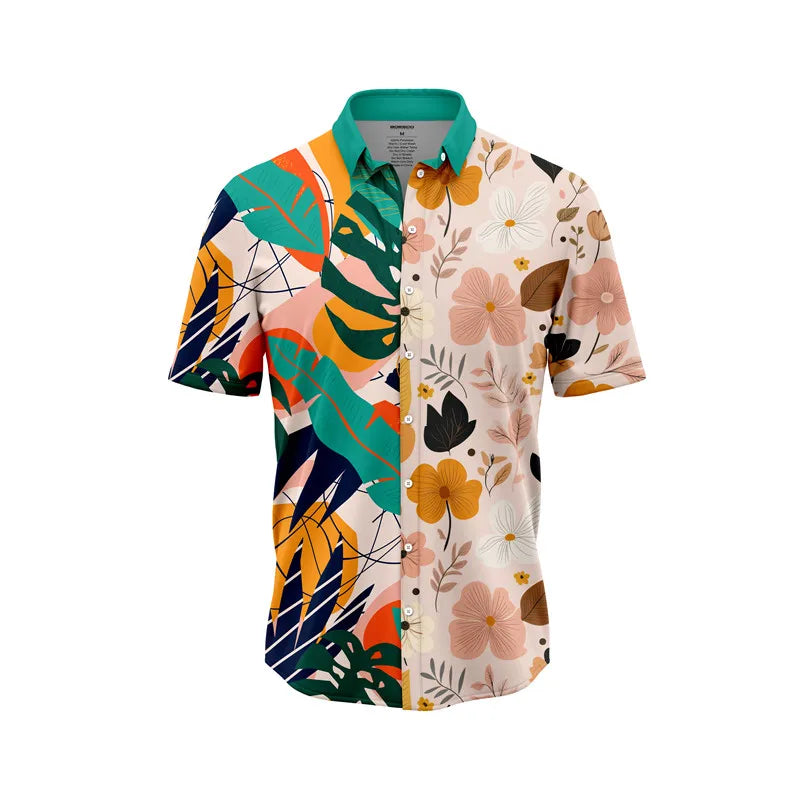 OEM ODM Hawaiian Flower Print Shirt Men's Floral Hawaiian Shirt Hawaiian t Shirts Sportwear Wholesale Xl Mens Boy Factory