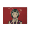 Made In Germany - Home Decor Canvas Picture Asian - Wall Painting Mural In Red And Beige - Canvas Picture On Stretcher Frame