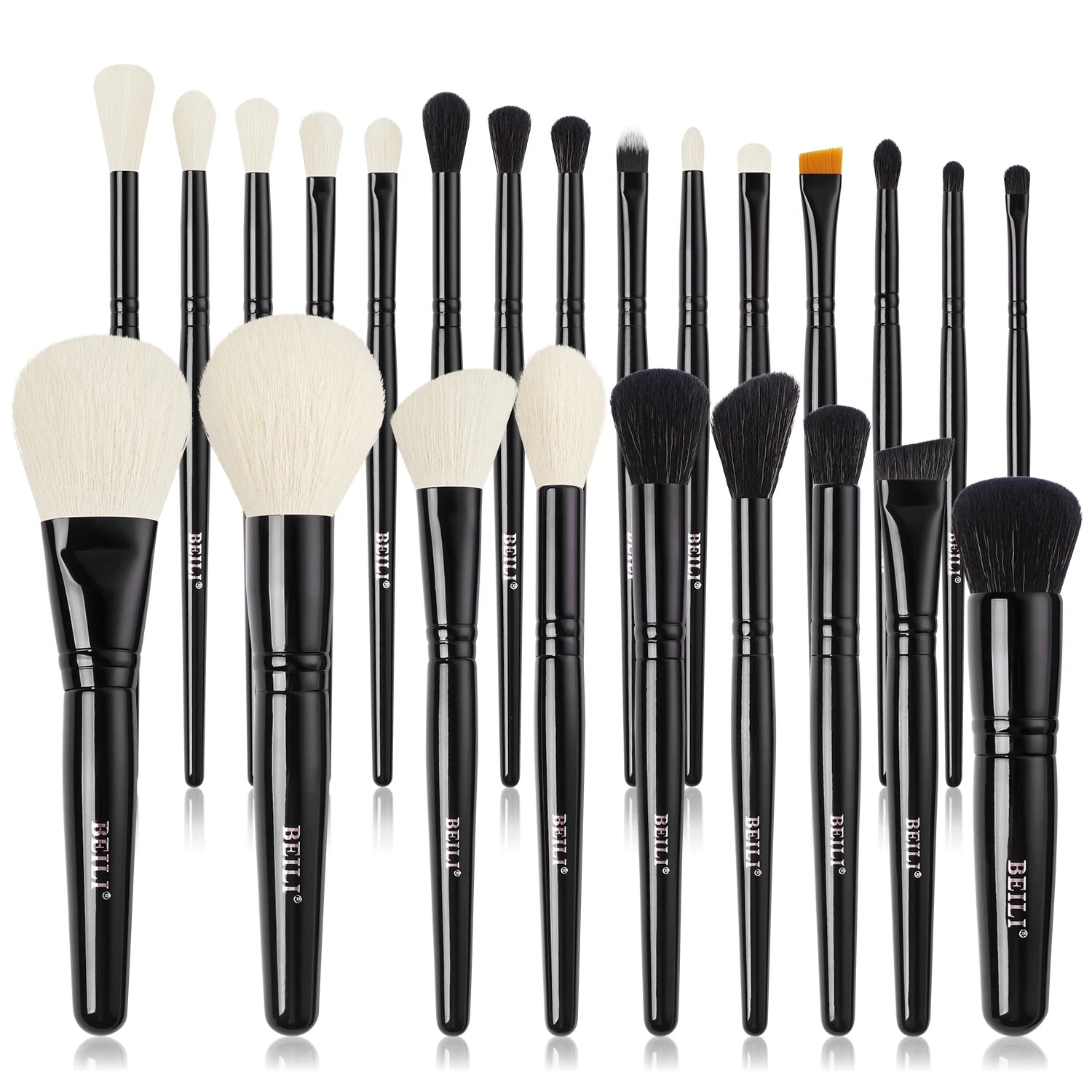 BEILI High Quality 24 PCS Wholesale Black Metal Tube Vegan Makeup Brushes Set Professional Your Logo Make up Brushes Beauty Kit