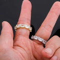 New Fashion Iced Out Zircon Brass Real Gold Plated Wedding Engagement Rectangle Cut Lab Diamond Rings for Women Men Gift Jewelry