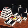 Wholesale Custom Solid Wooden Sushi Takeaway Boxes Sushi Food Packaging Box With Clear Lid