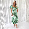 Dresses Women Lady Elegant Hot-Selling Off-the-Shoulder Printed Puff Skirt Bubble Sleeve Dress for Summer Dress