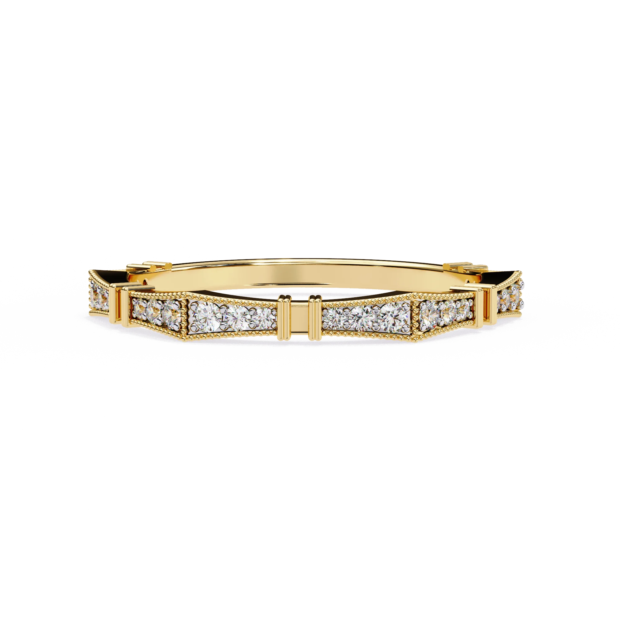 Minimalist 14k Gold Plated Luxury Engagement Ring Set IGI Certified Wedding Band Half Eternity Brilliant Cut Diamond Ring