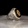 Wholesale 925 Sterling Silver Ottoman Style Men's Ring with Rhodium and Gold Bi-color Turkey Model RCEGYT-238