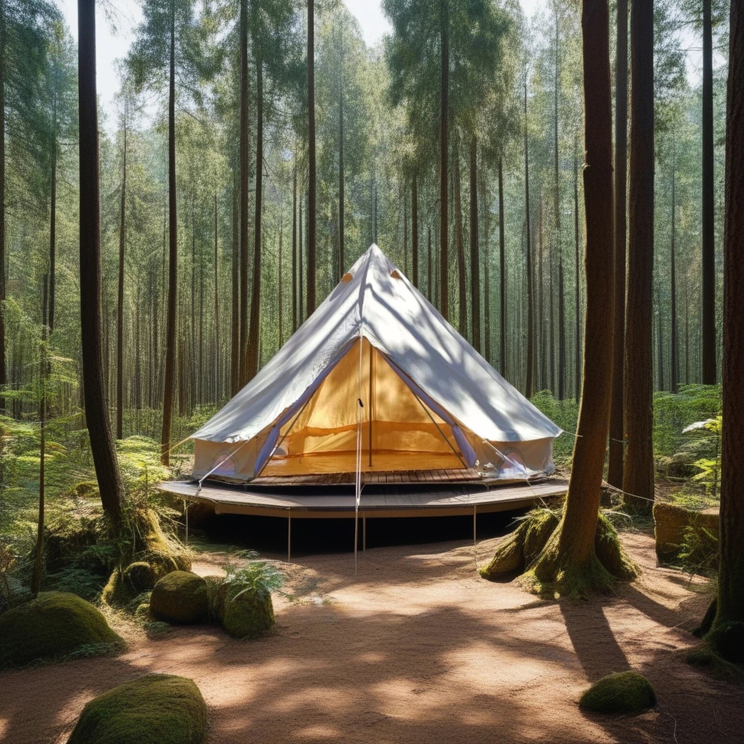 ECO-Friendly 5M Four-season Waterproof Luxury Durable Cotton Canvas Yurt Camping Bell Tent with Carry Bag for Outdoor Activities