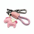 PU Leather Lucky Horse Keychain Handmade Braided Strap Horse Keychain for Women Gifts