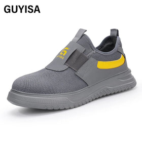 GUYISA OEM/ODM Safety Shoes Microfiber Upper European Standard Steel Toe Rubber and Plastic Safety Shoes for Men