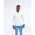 Soft Feel Button Placket Regular Fit Imperio Casual Autumn Breathable Down Collar Linen Full Sleeve Shirt Men White Color