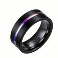 POYA 8mm Black Rainbow Tungsten Ring High Classic Fashion Jewelry Trendy Unisex Wedding Engagement Anniversary Party Gift