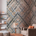 Made in Germany Photo Wallpaper Murals Chequered Grey Beige Blue Grey Non Woven Vinyl Wall Mural Abstract Scenic - 280 x 265 m
