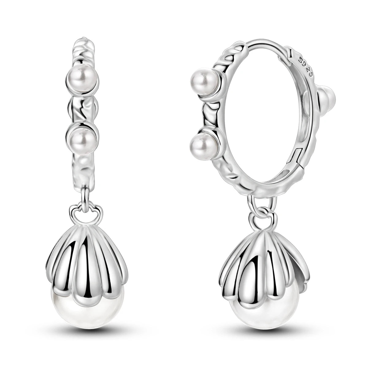 MULA Silver Seashell Pearl Earrings Elegant Alloy Jewelry with Zircon for Engagement Wedding Anniversary or Party Gift