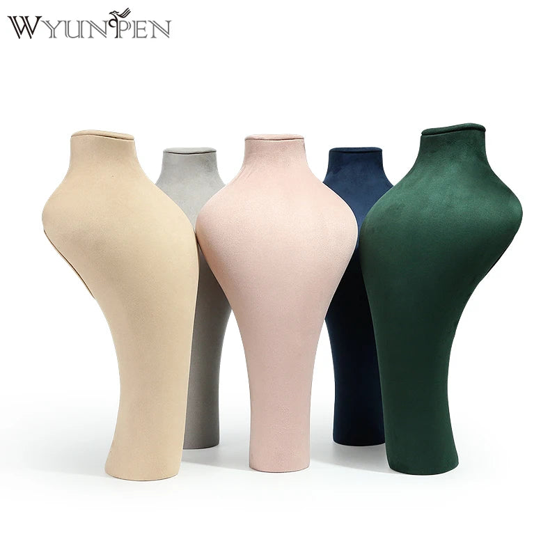 WYP Customized Elegant Suede Leather Jewelry Necklace Display Bust Jewelry Display Women Mannequin