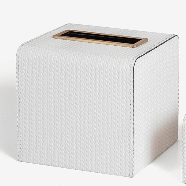 Modern Square Tissue Box Organizer Tissue Box Cover PU Leather Paper Holder for Bedroom Dresser Office Desk