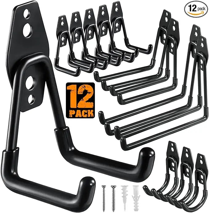 12 Pack Hooks Heavy Duty Utility Steel Garage Storage Hooks Wall Mount Garage Hanger Organizer