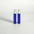 Clear Glass Roller for Bottle with Silver Cap 10ml Blue Glass Roll Gold Stamping Essential for Oil Perfume