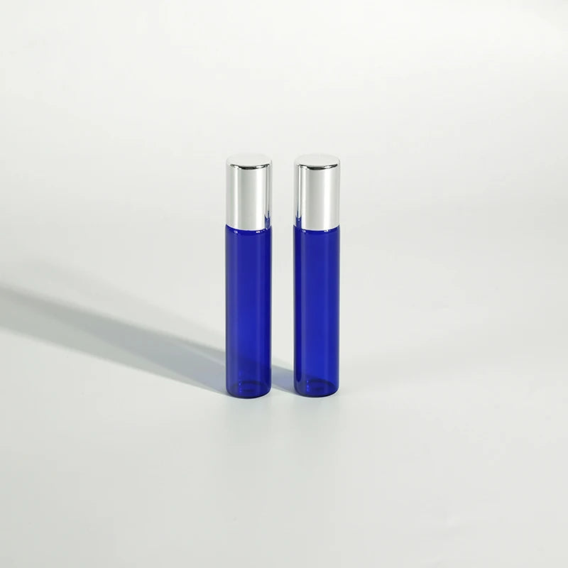 Clear Glass Roller for Bottle with Silver Cap 10ml Blue Glass Roll Gold Stamping Essential for Oil Perfume