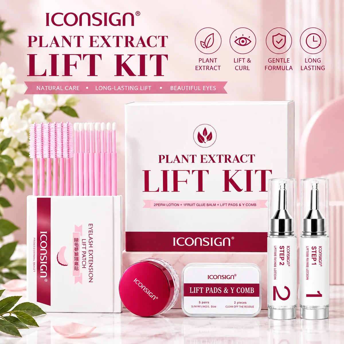 New Korean Cysteamine Hcl Iconsign Lash Lift Lamination Kit Plant Extract Keratin Eyelash Curling Lifting Set MegaBDM