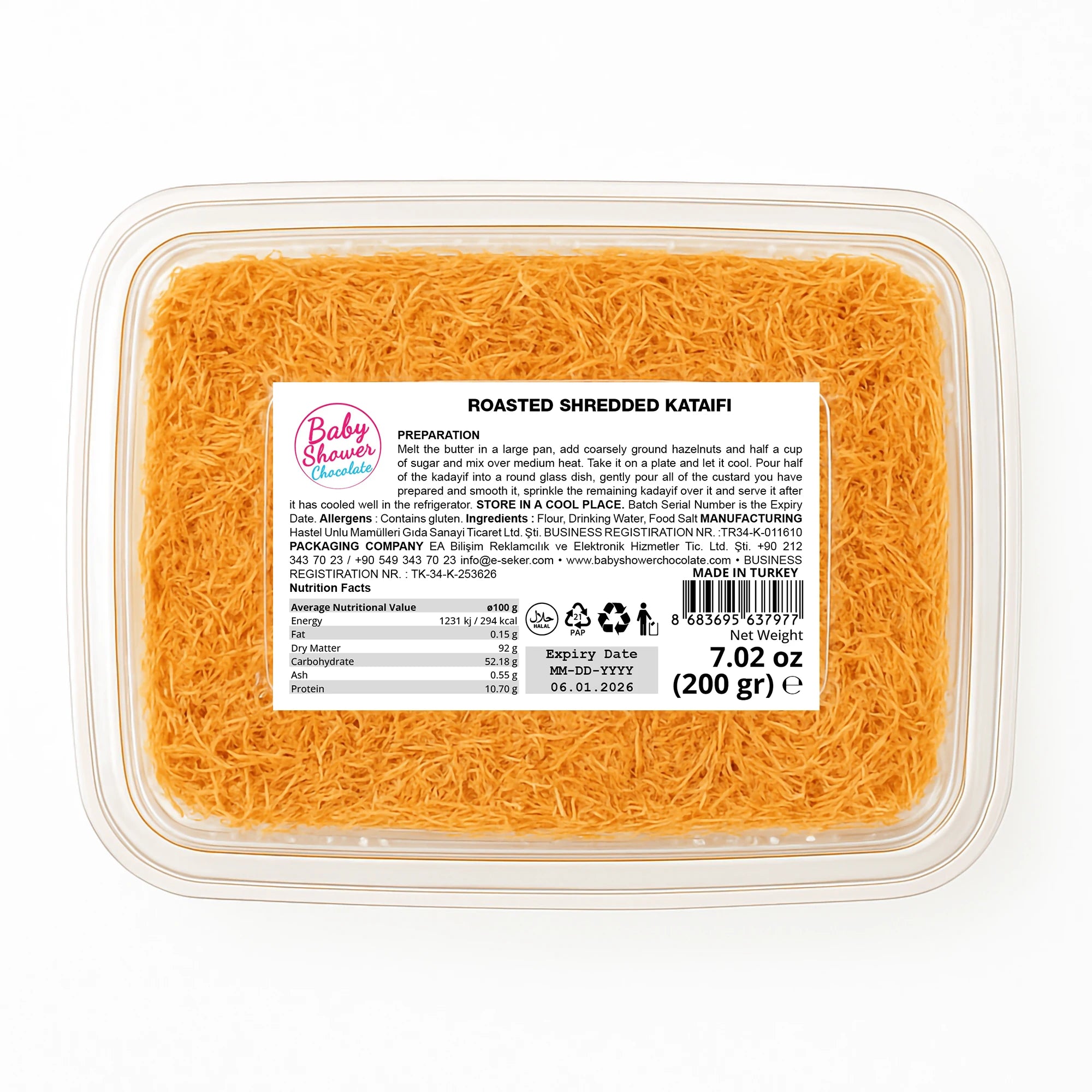 Toasted Kadayif 200 Gr Kunafah Natural Ingredients Crunchy Caramelized Baked Kataifi Sweets Dubai Chocolate Pastry