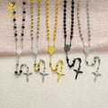 Christian Catholicism Long Stainless Steel Bead Chains Hot Selling Rosary Prayer Beads Cross Religious Necklace Jewelry MegaBDM