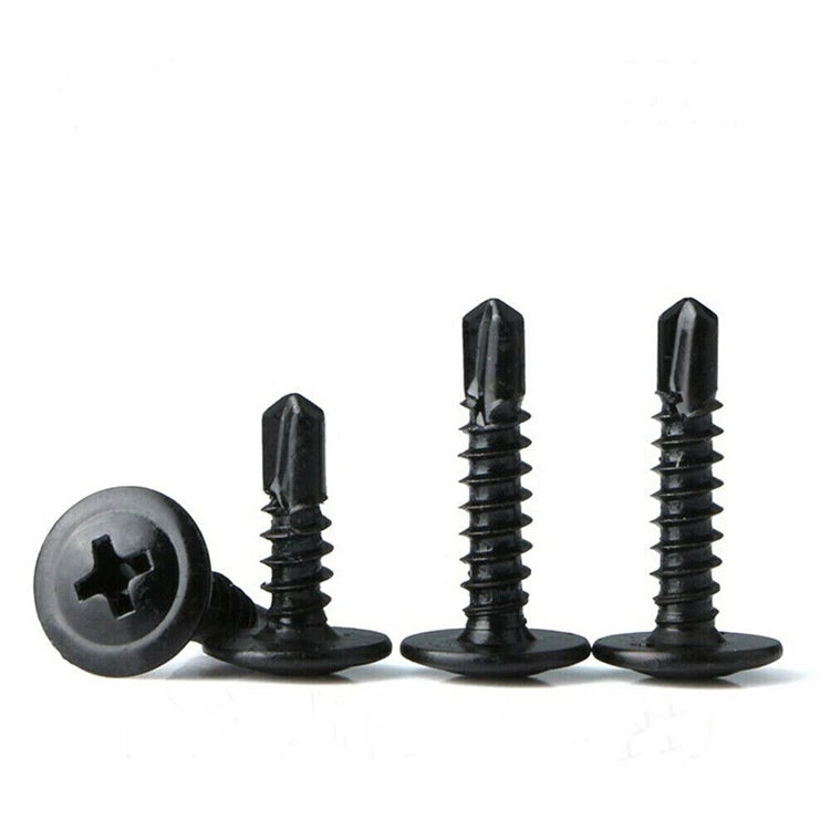 M4.2 M4.8 #8 #10 Black Steel Phillips Truss Head Wafer Head Sheet Metal Self Drilling Screws