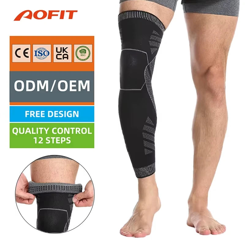 Custom Compression Breathable Honeycomb Leg Guard Sports Knee Pads Silicone Basketball Leg Sleeve