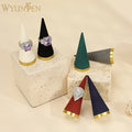WYP New Design Luxury Ring Display Microfiber&Golden Metal Jewelry Display Ring Rack Jewelry Cone Ring Holder
