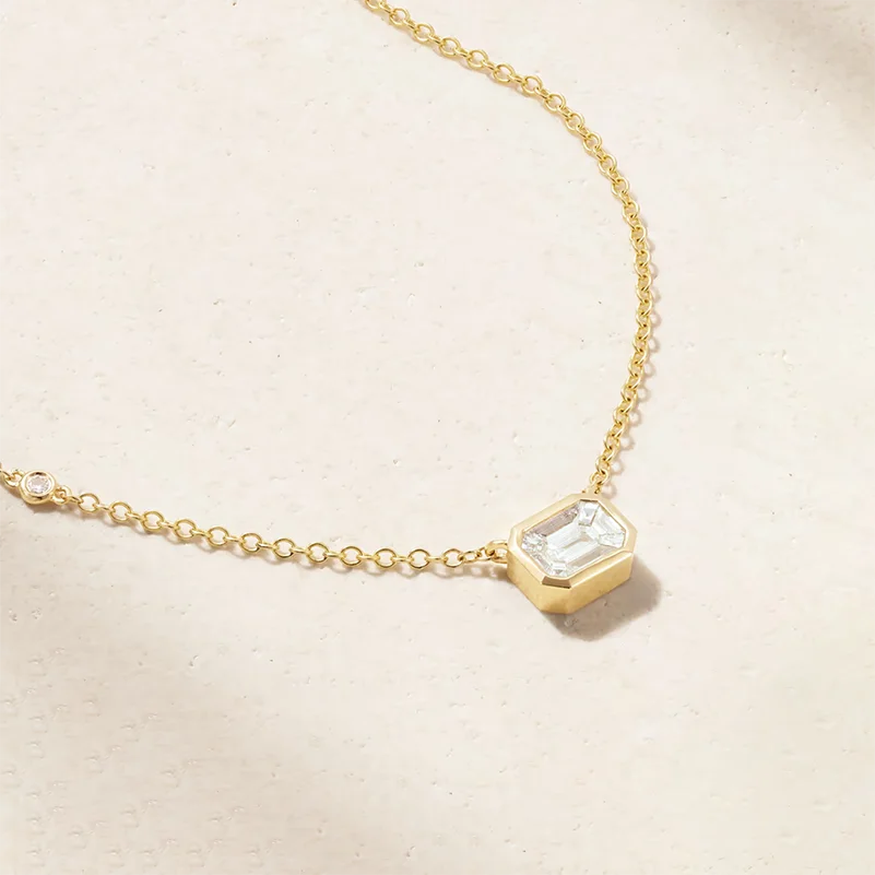 LOZRUNVE 925 Sterling Silver Custom Elegant Rectangle Baguette Charm Necklace Choker Women