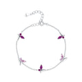 SL1808 Gifts for Women S925 Sterling Silver pink Butterfly Bracelet Adjustable Charm Bracelets Jewelry Present for Women