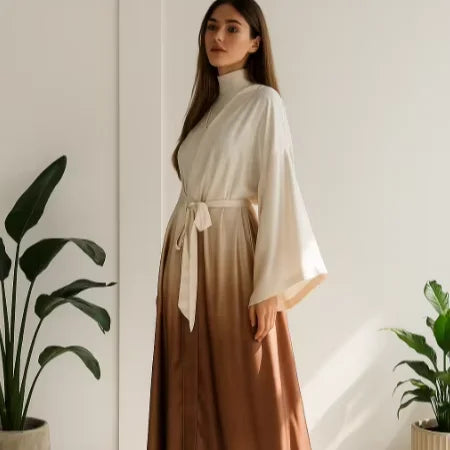 YXA011 Gradient Color Elegant Abaya Modest Fashion Loose Luxurious Design Oversize High-end Eid New Customizable Factory Price