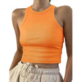 European and American Women's Spring/Summer Short Solid Color Ribbed Sleeveless T-shirt Vest Tops for Women Stylish Elegant