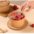 MU Customized Round Kraft 8oz Food Grade Biodegradable Disposable Lunch Packing Box with Paper Lid for Snack and Salad Heater