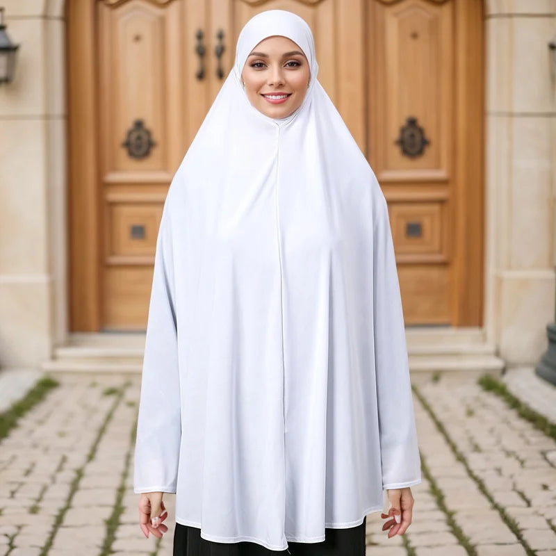 Black Polyester Instant Shawl Prayer Abaya with Sleeves for Muslim Women