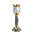 Golden Crown White Lion Resin Hand-painted Animal Candlestickwith Chessboard Base Diamond Pattern Christmas Household Decor
