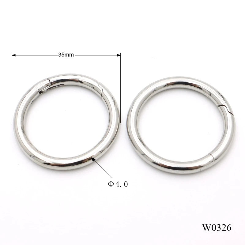 35mm Stainless Steel Round Carabiner Clips 4mm Thick Spring O Ring Clasp for Bag Key Chain Cham MegaBDM