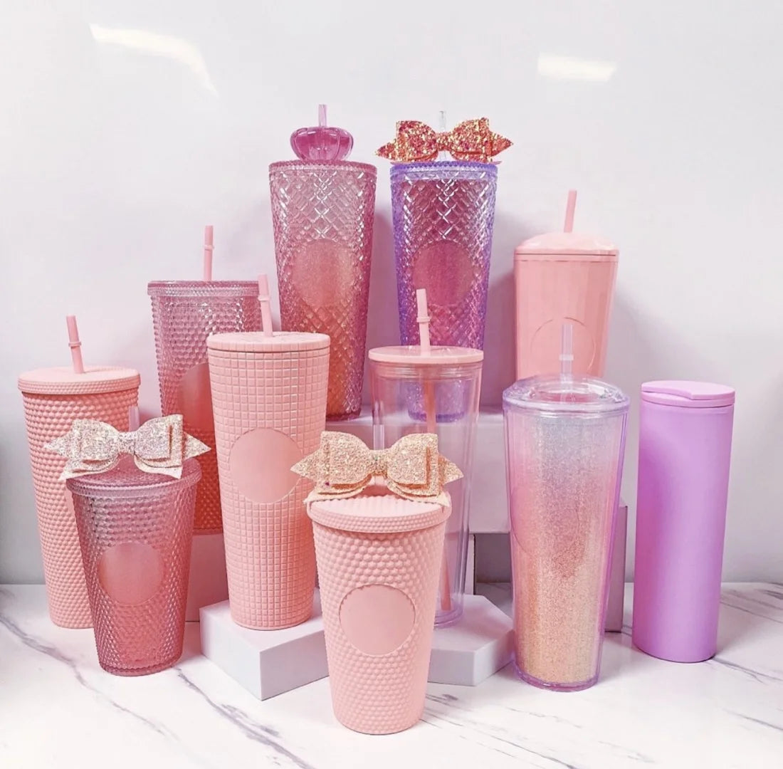 Customized LOGO Print Eco-Friendly 710ml Cute Christmas Party Travel Double Wall Plastic for Water Bottle Snow Globe Tumbler