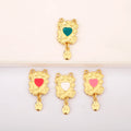 QIKU Wholesale 18K Gold Plated Enamel Sacred Heart Cross Christian Pendant Catholic Religious Jewelry for Necklace Making